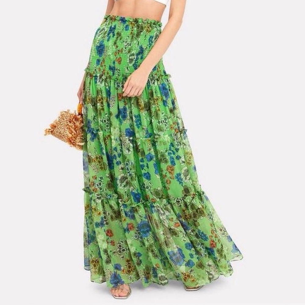Alexis Roshan Green Floral Maxi Skirt Size S New With Tag NWT